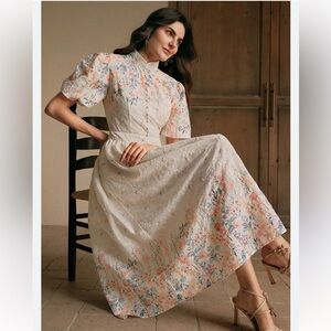 NWT Anewsta elegant romantic floral print dress Sz US 8